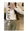 Korean Chic White V-Neck Slim Knit Long-Sleeve Top for Women - Autumn/Winter