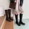 2025 осень и зима новая круглая голова внутренний наклон каблук высокое голенище тонкие мягкая подошва закрывающие стопу универсальные до колена рыцарские женские сапоги