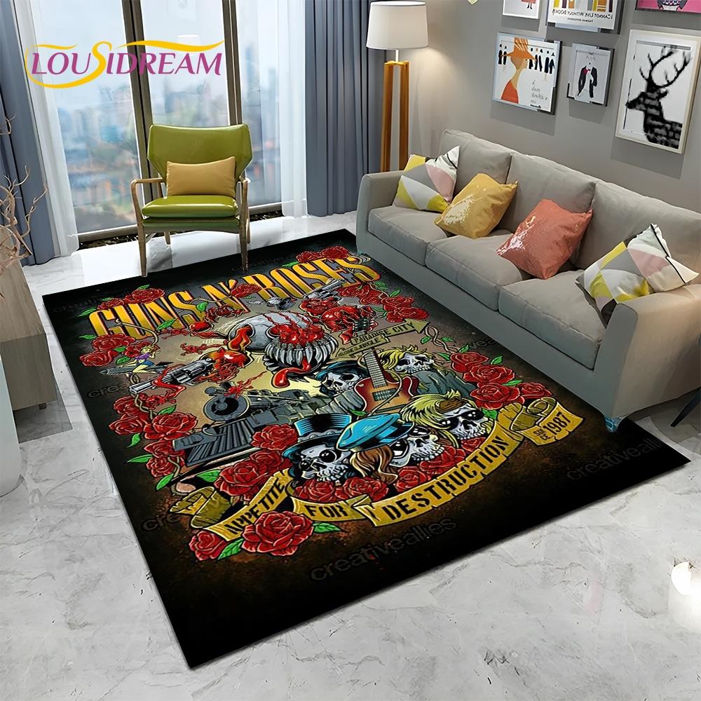 3D Hard Rock Band Guns N Roses Sign Carpet Rug для дома, гостиной, спальни, дивана, коврика для двери, детский коврик, нескользящий напольный коврик
