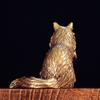 Brass Cat Sculpture Vintage Antique-Style Desktop Decor Animal Figurine Home Office Ornament