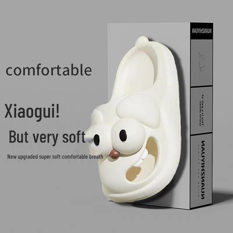 Мультяшные тапочки-собачки с большими глазами для женщин - Лето 2025, с закрытым носком, на толстой подошве