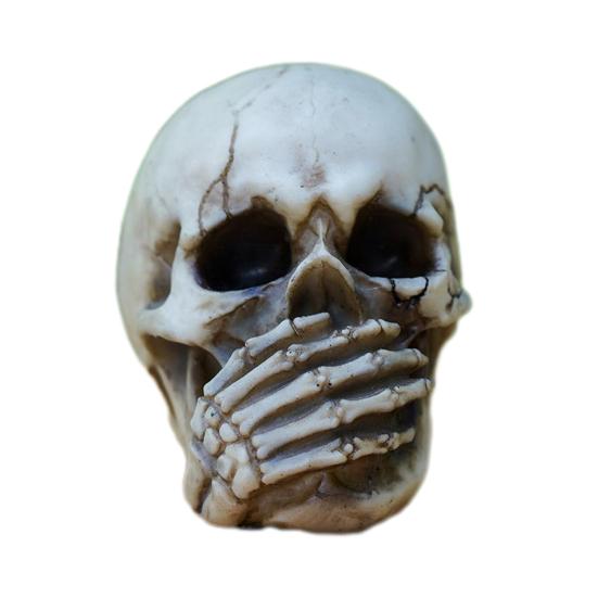 Halloween Skull Figurine See Speak Hear No Evil Resin Skeleton Head Realistic Human Skull Model Statue for Bar Home Table Decor