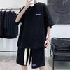Мужской комплект из 2 предметов, повседневный спортивный костюм, шорты, летний свободный спортивный костюм с коротким рукавом, спортивный комплект, домашняя одежда с вафельной текстурой, подходящий костюм