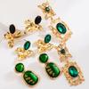 Винтажные изумрудные темпераментные преувеличенные серьги-цветы с серебряными иглами и инкрустацией из смолы с бриллиантами, серьги высокого класса