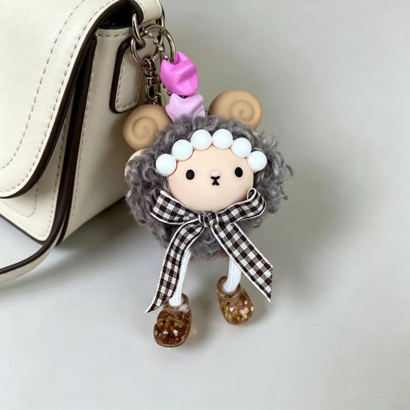Soft Fluffy Curly Sheep Plush Keychain Mini Stuffed Lamb Pendant Durable Bag Accessory for Travel Luggage Decor Small Gifts