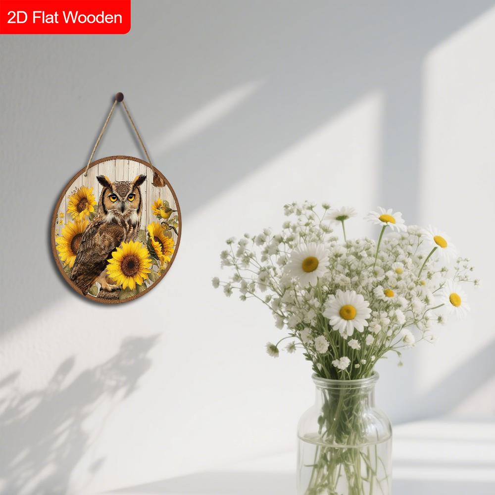 4 Different Styles of Wooden Sign with Owls Pattern, Unique Decorative Plaques for Front Door, Wall Hanging Decor, Ideal Gift for Friend & Family