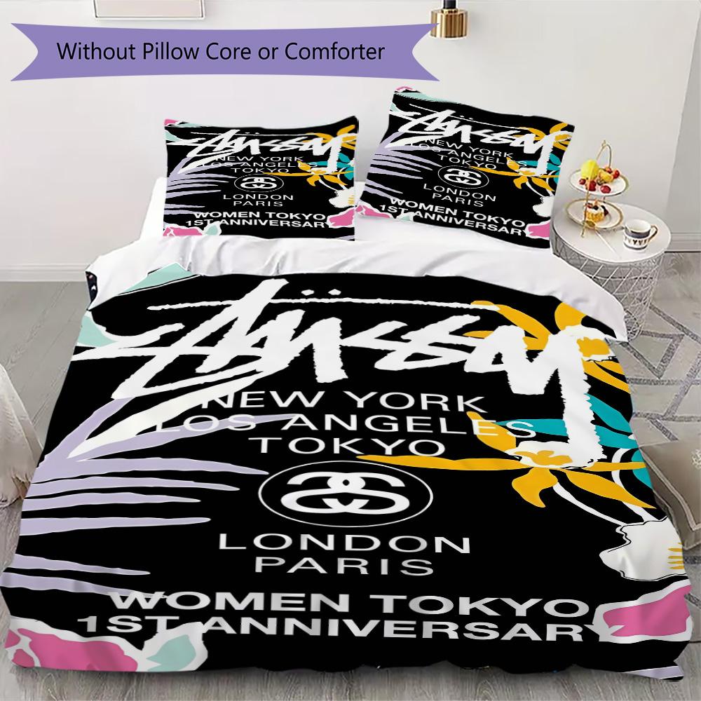 Fashion Logo Prints bedding, duvet cover and pillowcases, birthday gift (1 duvet cover + 2 pillowcases, pillow insert not included)JM074