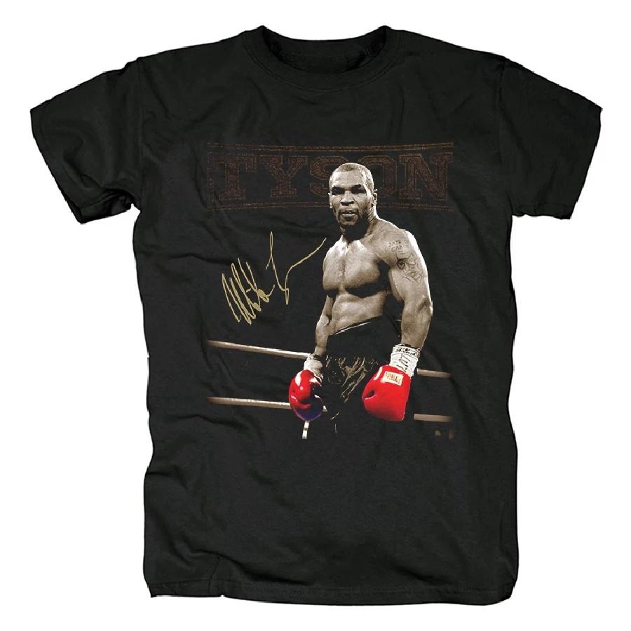 Unisex T-shirt Boxing Champion Mike Tyson Boxing Printed Cotton Black Round Neck New Black Cotton Short Sleeve T-shirt