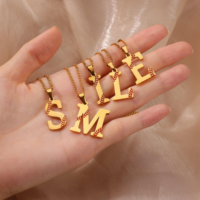 Новый дизайн изысканные бейсбольные инициалы - ожерелье с буквой, цепочка из нержавеющей стали, английская подвеска