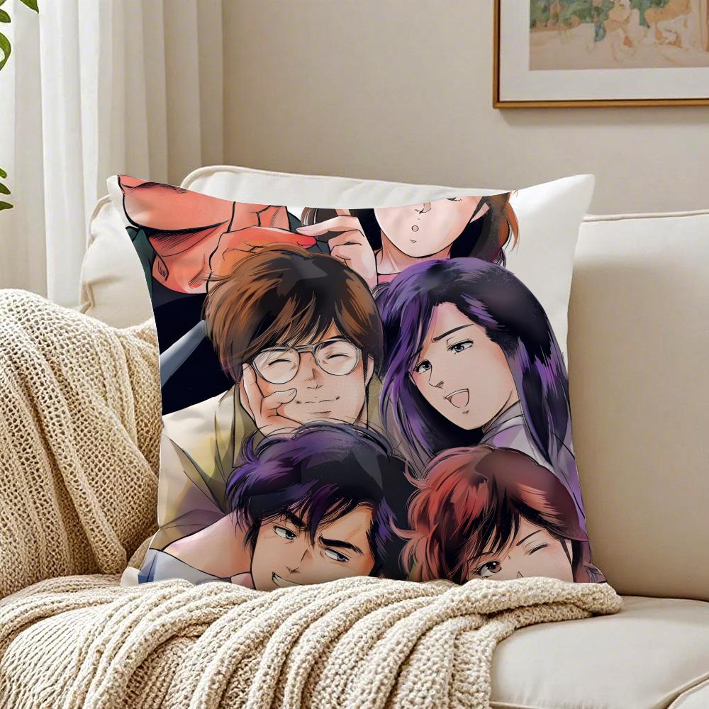 City HHunter Pillow Classic Anime Cushion Cover Pillowcase Antidustmite living Room Sofa Decor Cushion Room