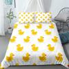 Cartoon Yellow Duck King Queen Duvet Cover Farm Lovely Animal Bedding Set Blue Bubble Quilt Cover Soft Polyester Comforter Cover