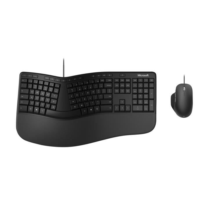 Ensemble clavier et souris Microsoft Ensemble clavier et souris ergonomique filaire USB - Microsoft Ergonomic Desktop - Noir