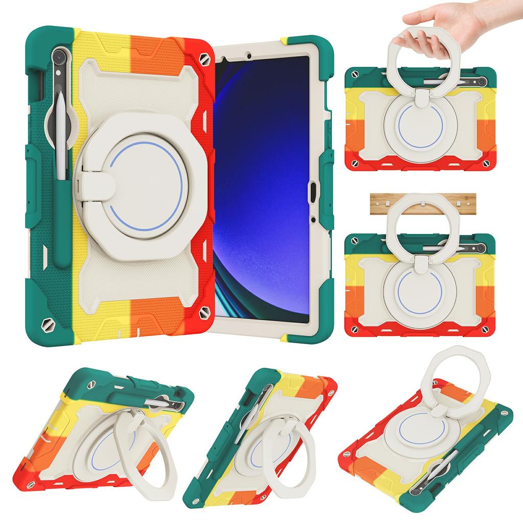 Kickstand Case for Samsung Galaxy Tab S10 Lite/S9 FE/S9 PC + Silicone Shockproof Rugged Tablet Cover