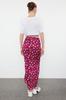 Women's Style Skirt Fuchsia Patterned Woven Skirt
