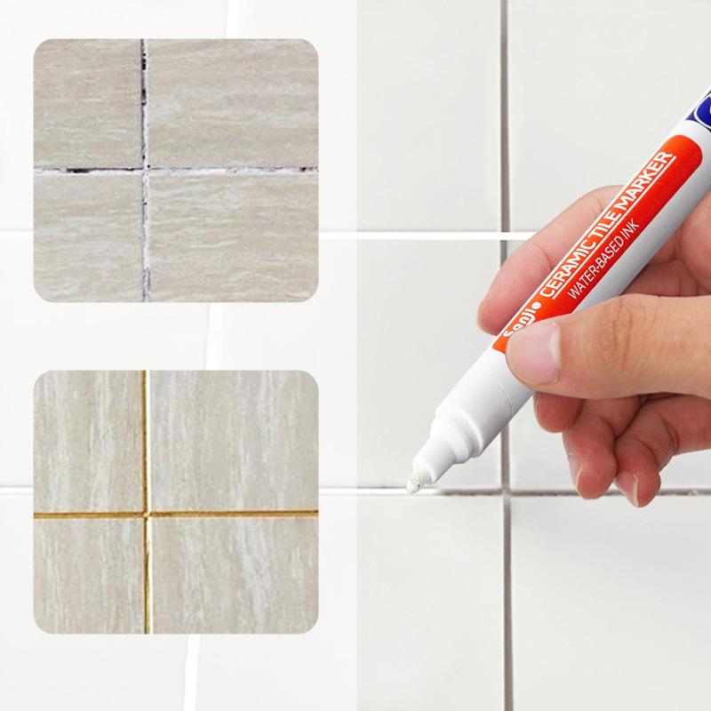 2pcs New Waterproof White Wall Tile Marker Pen Grout Restorer Gap Repair For Bathroom Floor Seam Paint Filling Construction Tools
