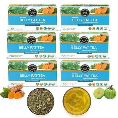Чай для сжигания жира на животе TEACURRY (Упаковка на 6 месяцев | 180 чайных пакетиков) - Помогает избавиться от жира на животе, лишней воды и вздутия живота, 50 грамм