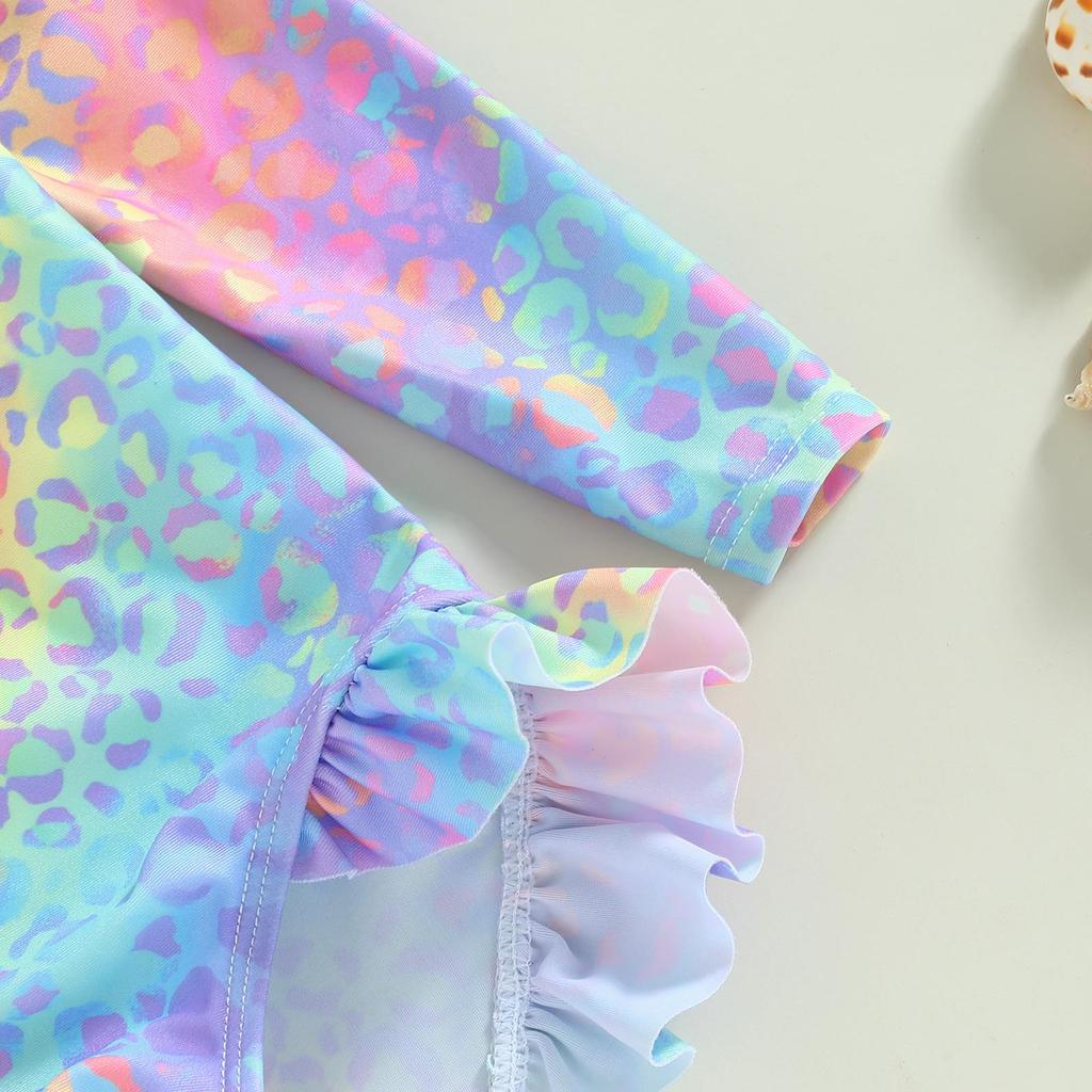 Детские купальники для маленьких девочек, комбинезон с длинными рукавами и принтом рыбьей чешуи, купальники, пляжная одежда, купальные костюмы