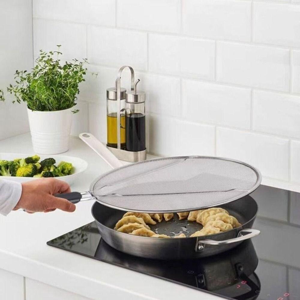 Сетка для защиты от разбрызгивания жира из нержавеющей стали, защитный экран для сковороды, прочная крышка от брызг