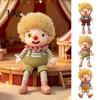 Stuffed Companion Doll Vintage Circus Clown Plush Toy, Soft Jester with Embroidered Face, Retro Decorative Figurine for Shelf, Cute Play Gift