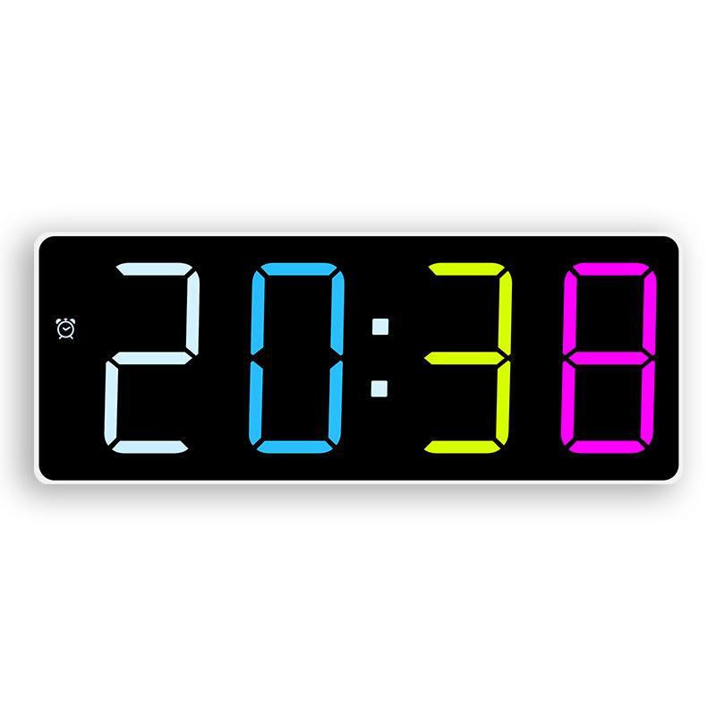 GH9005 LED Digital Alarm Clock, Minimalist Design, Large Digits, Colorful Display, Temperature, Bedside Clock