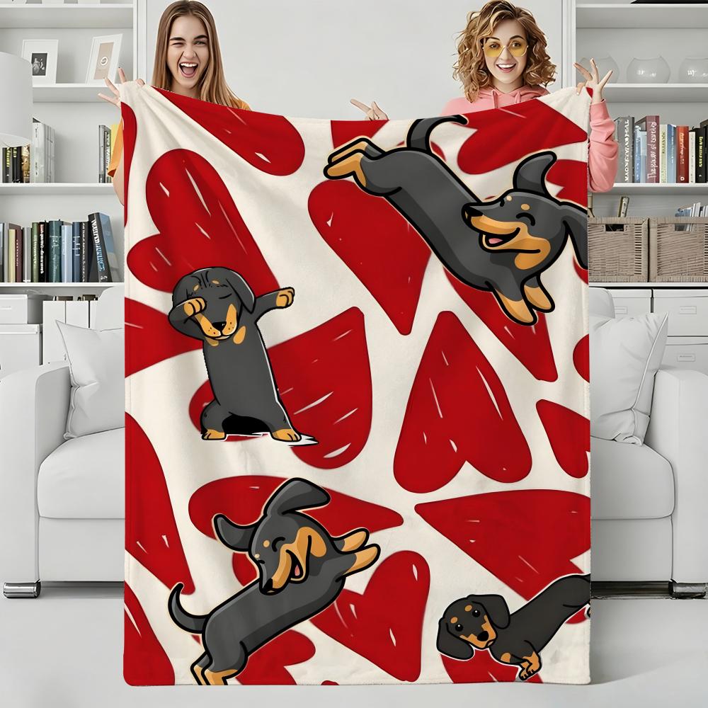 Cartoon S-Sausage dogs Throw Flannel Blanket Perfect for Sofa Office Bed Travel Sleep Read Relax Camping four season use