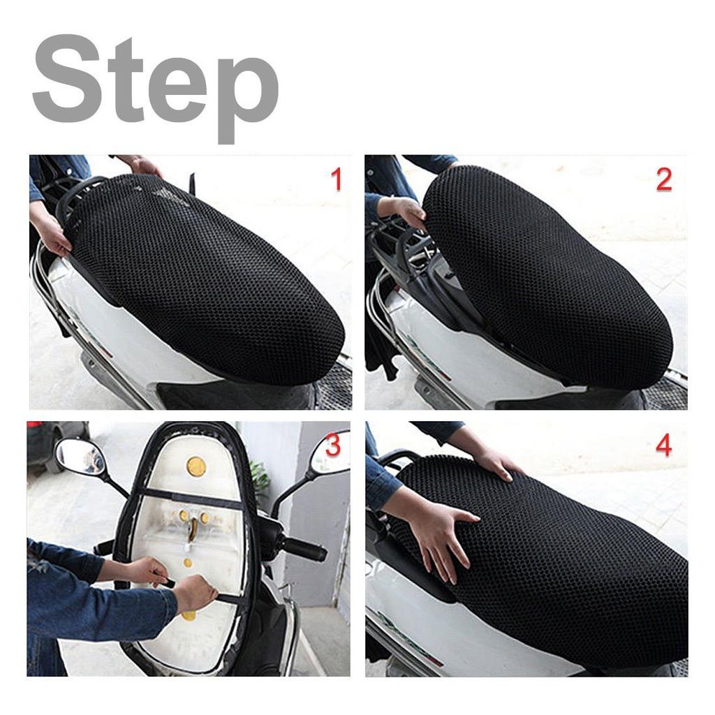 XXL Heat Resistant Breathable Motorcycle Seat Saddle Cover 3D Mesh Cover Black