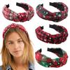 Fashion Women Plaid Knot Snowflake Print Elastic Hairband Christmas Hair Hoop