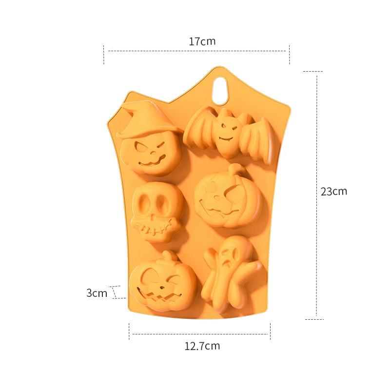 Halloween Scary Soft Silicone Pumpkin Mold Cake Chocolate Mould Ghost Bat Skull Ice Cube Chocolate Cookie Biscuit Cake Cake Mould