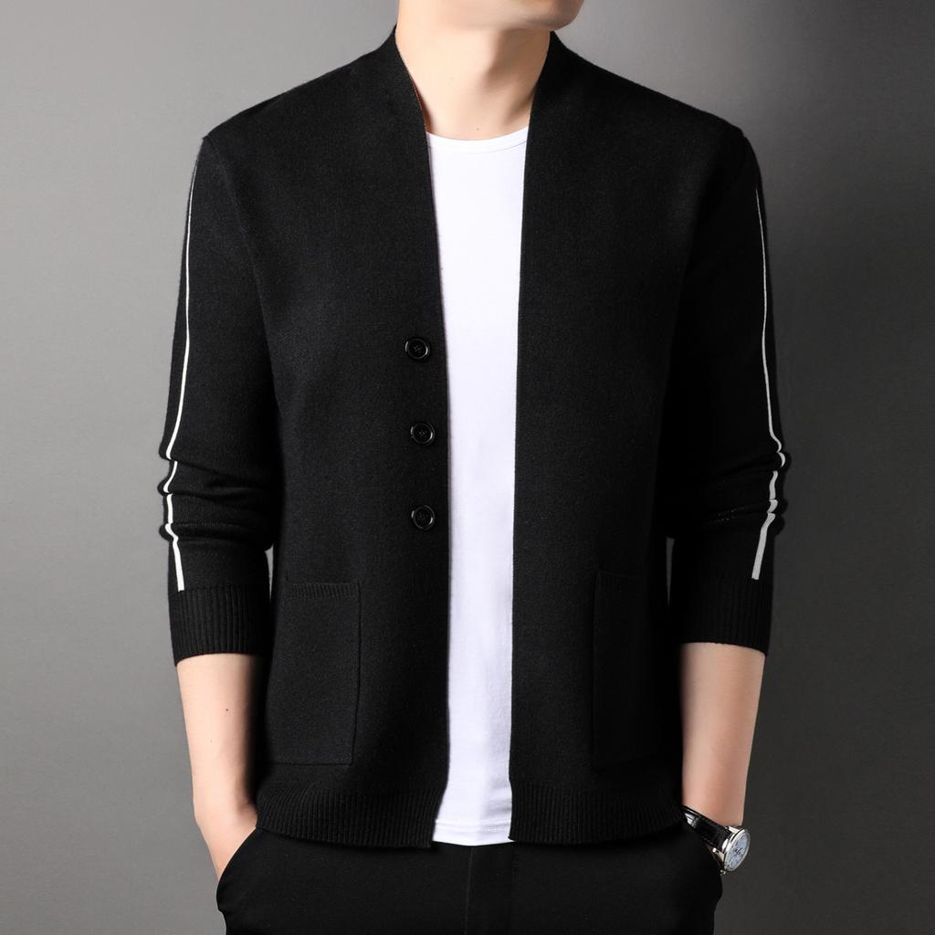 Young and Middle-aged Knitted Sweater Cardigan Men's Coat Autumn and Winter New Loose Trend Knitted Sweater Men's Wear