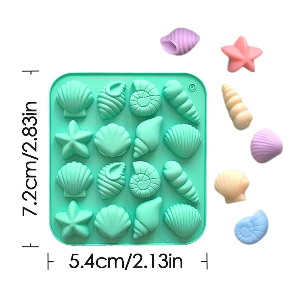16 отверстий Морские ракушки Шоколад Силиконовые формы 3D Ракушки Желе Помадка Формы Звезды Смола Декор для вечеринок Свечи Подарки на День Рождения