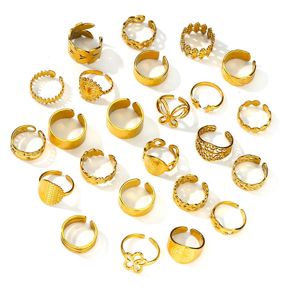 Stainless Steel Heart Geometric Hydraulic Ring for Women