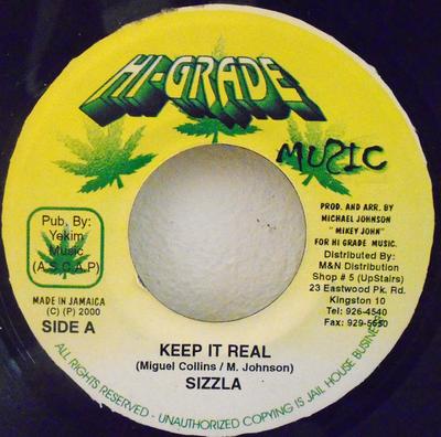 7-дюймовая пластинка SIZZLA Keep It Real NONE HiGrade Music 2000 Ямайка Регги Ска Даб Б/у
