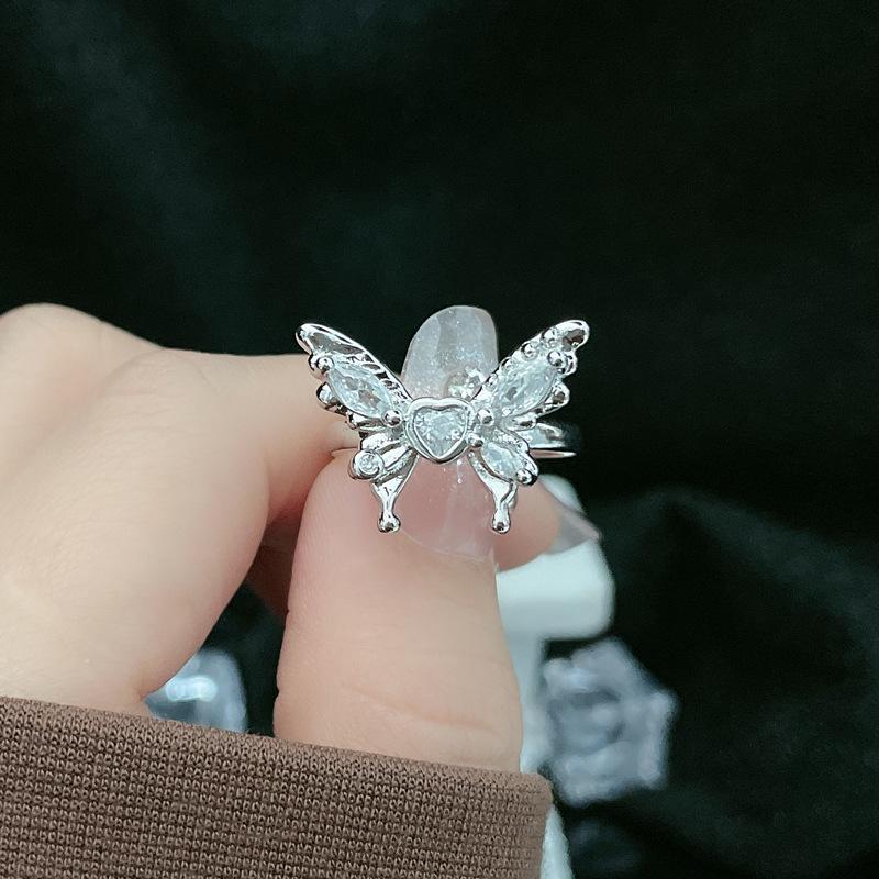 Элегантное открытое кольцо с бриллиантом «Бабочка» — роскошный и модный дизайн для женщин