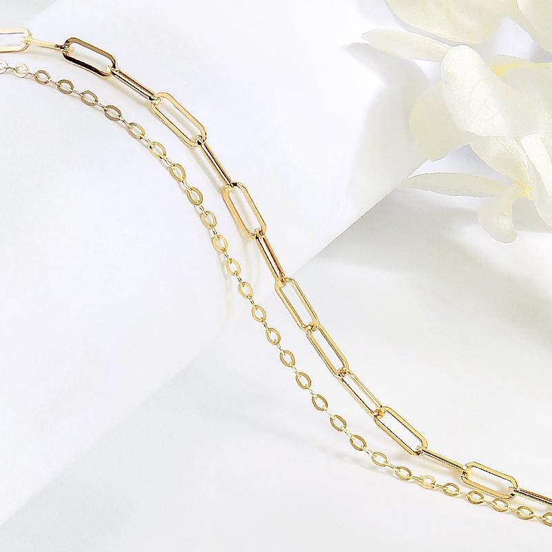Mcel 14K Glossy Two-Line Clip Chain Bracelet