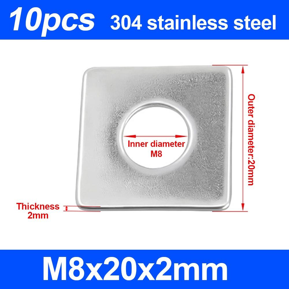 10Pcs M3-M20 Square Flat Washer Square Design Square Gasket for Construction Machinery