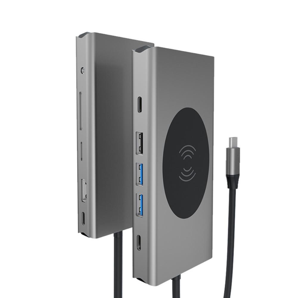 Док-станция 13 в 1 Type C с беспроводной зарядкой 4K USB-концентратором, многофункциональным расширителем для ноутбука, ПК, MacBook