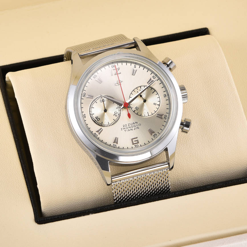 22 ZUAN Ретро Чайка 1963 Пилот Хронометр Мужские Часы St1901 Акрил НАТО Нейлон SGL Наручные часы