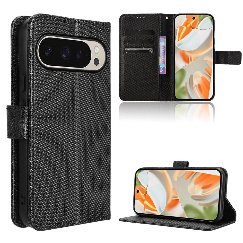 Кожаный чехол-кошелек со ремешком, текстура ромбами, для Google Pixel 10 / Google Pixel 10 Pro