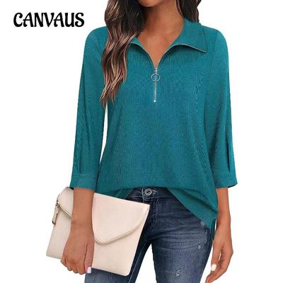 Весенне-осенняя женская блузка, рубашка с рукавом семь четвертей, однотонная верхняя рубашка ПОЛО