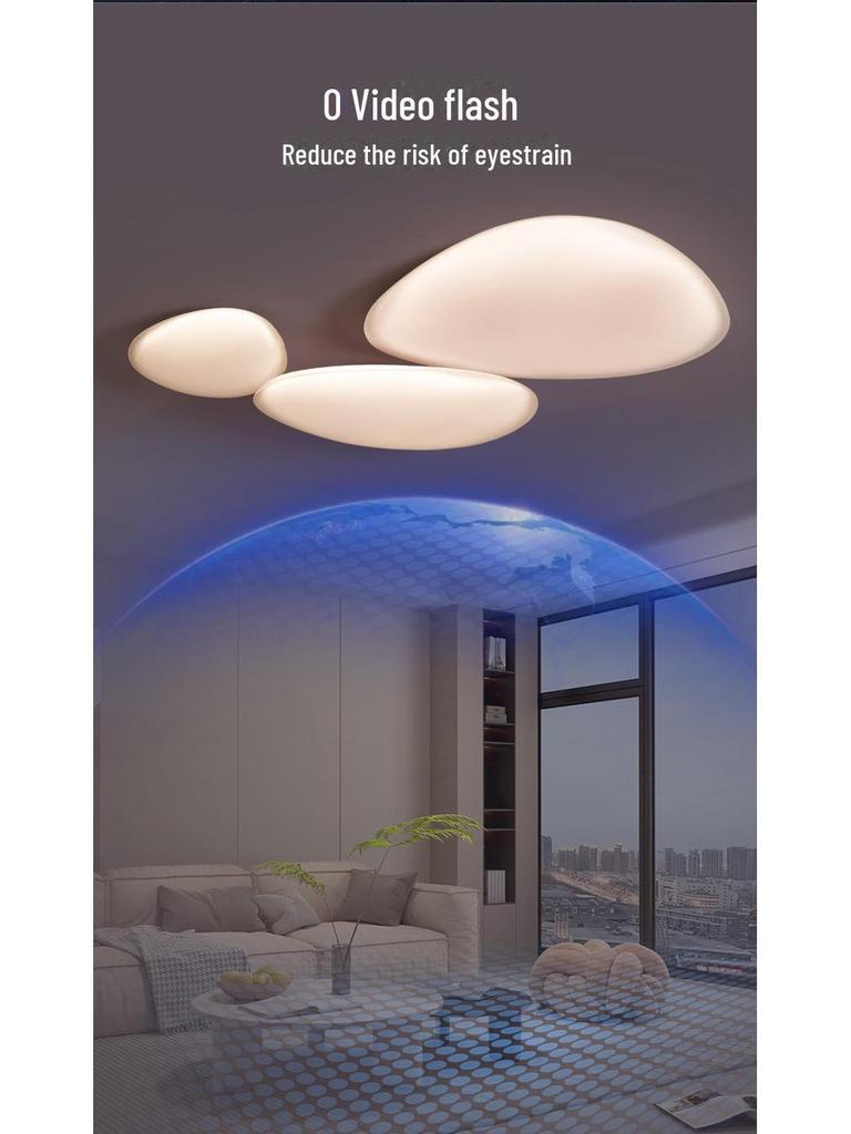 2025 Modern Pebble Cream Ceiling Lamp - Full Spectrum Eye Protection for Living Rooms
