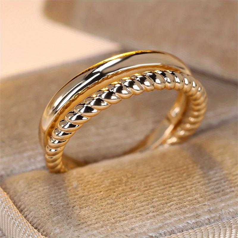 1 Pc Golden Color Twist Ring Wedding Band Valentine's Day Jewelry