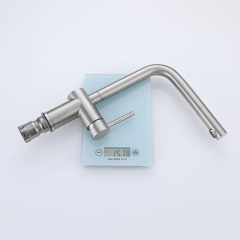 Nickel 304 Stainless Steel Kitchen Sink Faucet Single Hole Single Handle Rotatable Hot And Cold Mixed Water Wash Sink Tap