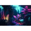 Jungle Aquarium Background Dense Jungle with Leaves Flowers In Pastel Colors Under Neon Light Terrarium Background Abstract Clear Pastel Colors