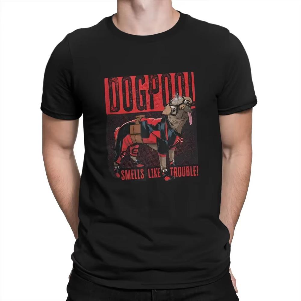 T Shirt for Men Vintage Dogpool Trouble Logo T-Shirt O Neck T Shirt Deadpool And Wolverine Short Sleeve Tee Shirt