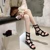 Fashion Women's Sandals Roman Style with Medium Heels Black Ladies Shoes Comfortable and Elegant Korea Summer 2025 Sales Daily Luxury
