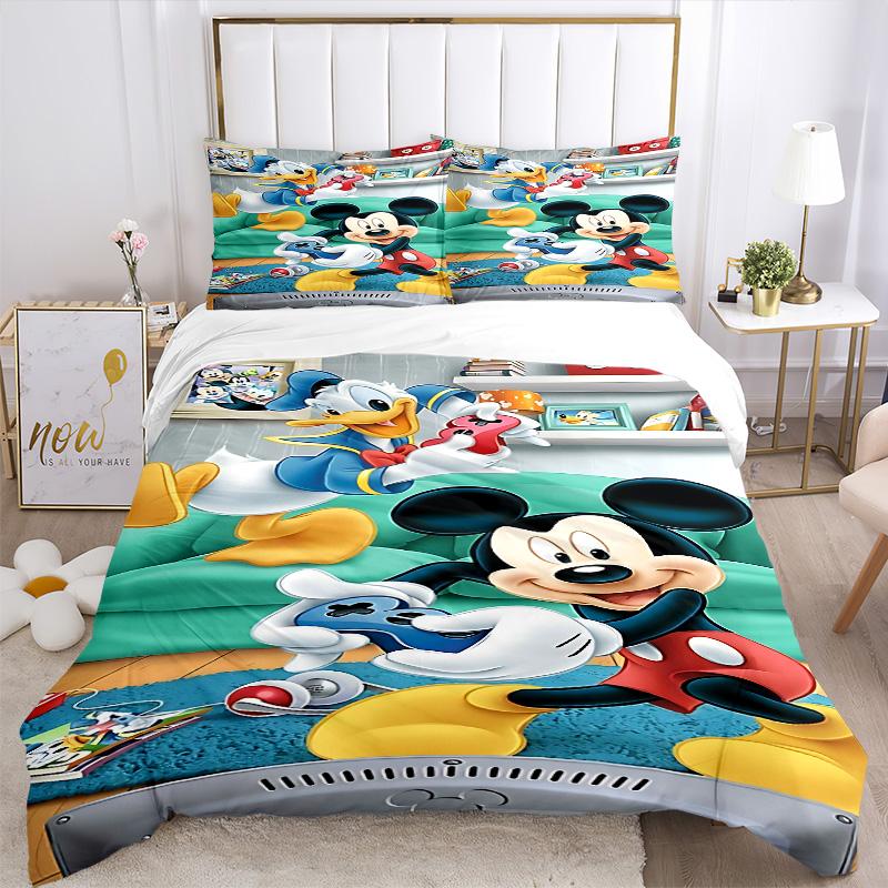 Mickey Friends Playtime Print 3Pcs Bedding Setduvet Cover With 2 Bedropillowcase Home Birthday Gift