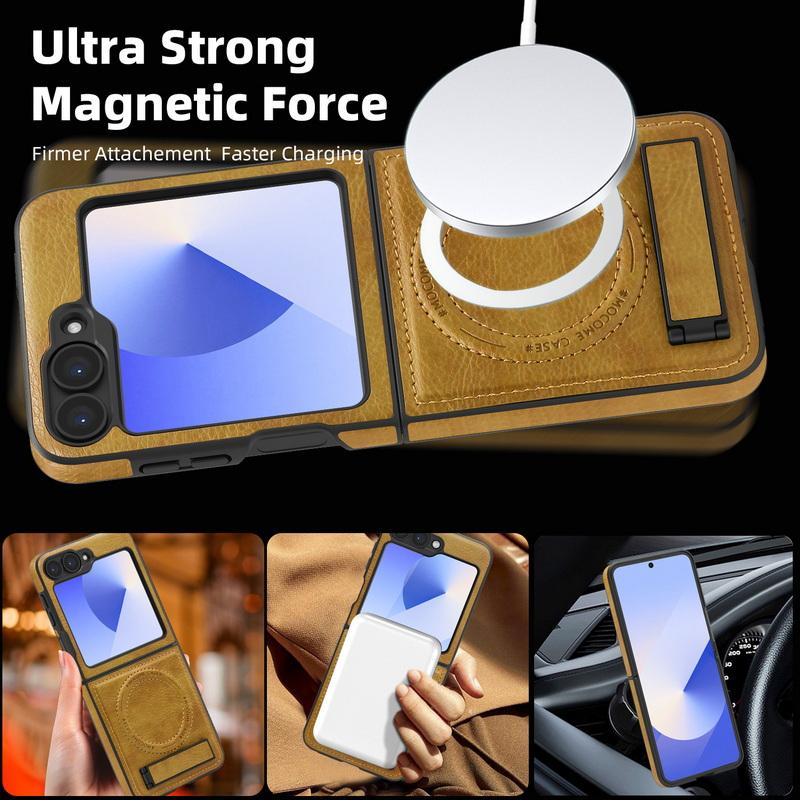 Бизнес кожаный беспроводной зарядный чехол 2 шт. для Samsung Galaxy Z Flip6 Flip5 Flip4 Flip3 магнитный противоударный складной чехол-подставка для телефона
