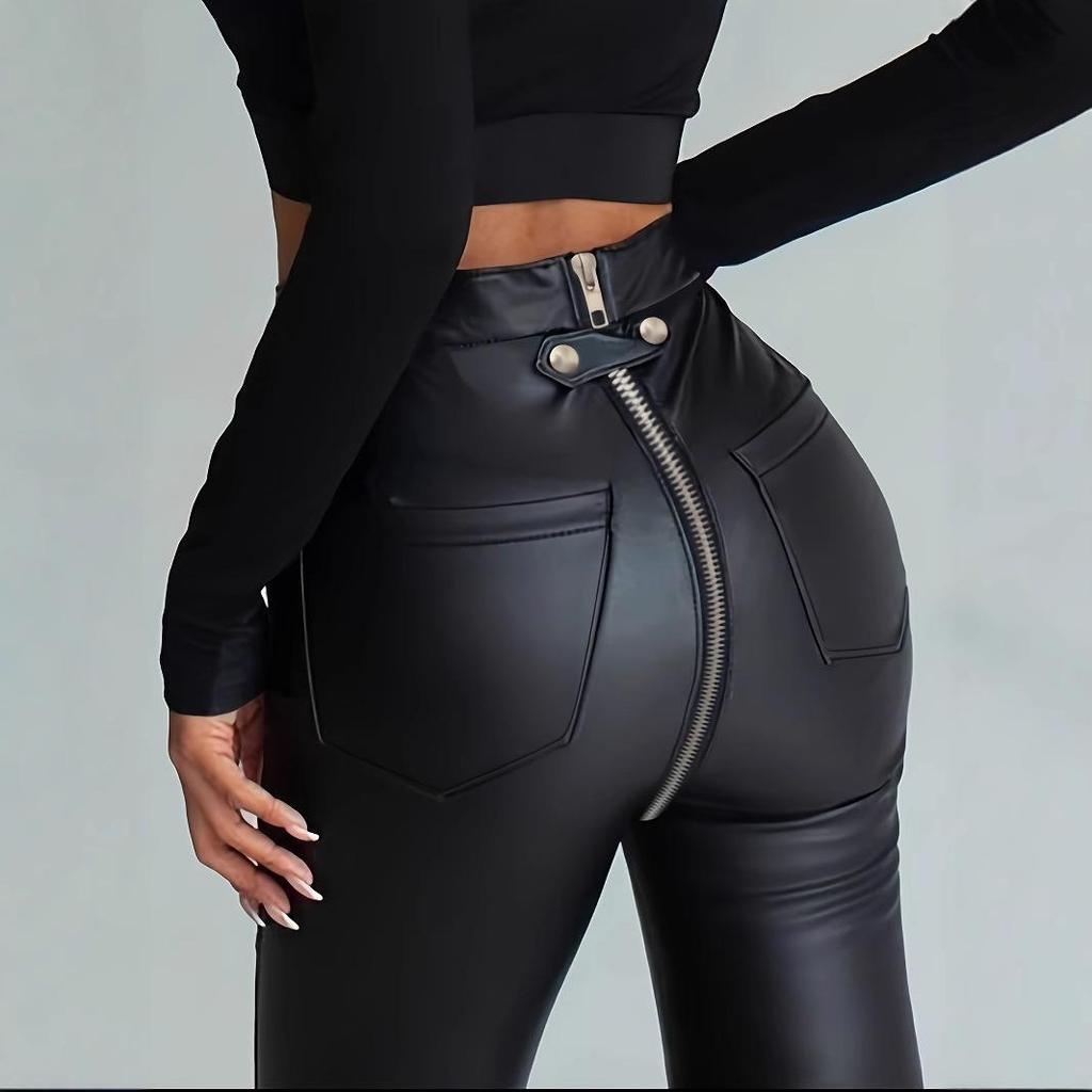 Женские брюки обтягивающие брюки из искусственной кожи на молнии узкие черные брюки из искусственной кожи с маленькими штанинами