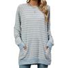 2024 Autumn And Winter New Striped Contrasting Round Neck Long Sleeved Pocket Hoodie T-Shirt For Women