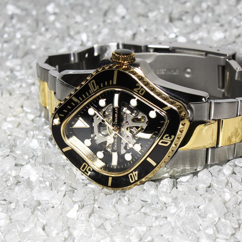 Часы Daniel Douglas механические автоматические BROKEN MARINE DD8811 скелетон с ручным заводом серебристые DANIEL&DOUGLAS и мужские (Двухцветный черный)